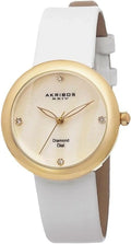 MOP Womens Dial Diamond Strap Swiss AK687YGW Quartz Watch Satin
